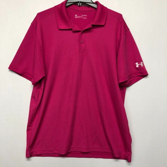 Under Armour Men Short Sleeve Golf Polo Shirt Top Size XL X-Large Pink B244 -21 - Picture 9 of 12